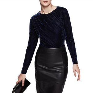 Reiss Midnight Blue Velvet Crew Neck Sweater